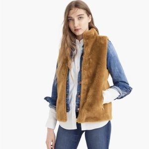 J. Crew Tan Faux Fur Plush Fleece Excursion Vest (size XS)